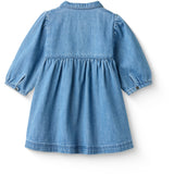 COPENHAGEN COLORS Indigo Blue Washed Organic Denim Dress W. Puff Sleeves
