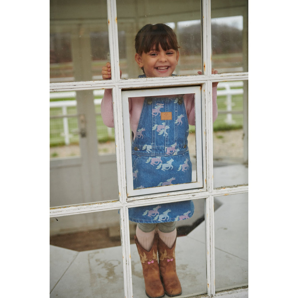 white christmas dresses Denim Unicorn Sleeveless Dress for Girls – 1lovebaby main image 1