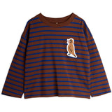 Mini Rodini Brown Stripe Bird Patch Ls Tee