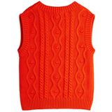 Mini Rodini Red Panda Patch Cable Knit V-Neck Slipover