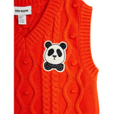 Mini Rodini Red Panda Patch Cable Knit V-Neck Slipover