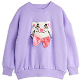 Mini Rodini Purple Cat With Bowtie Chenille Sweatshirt