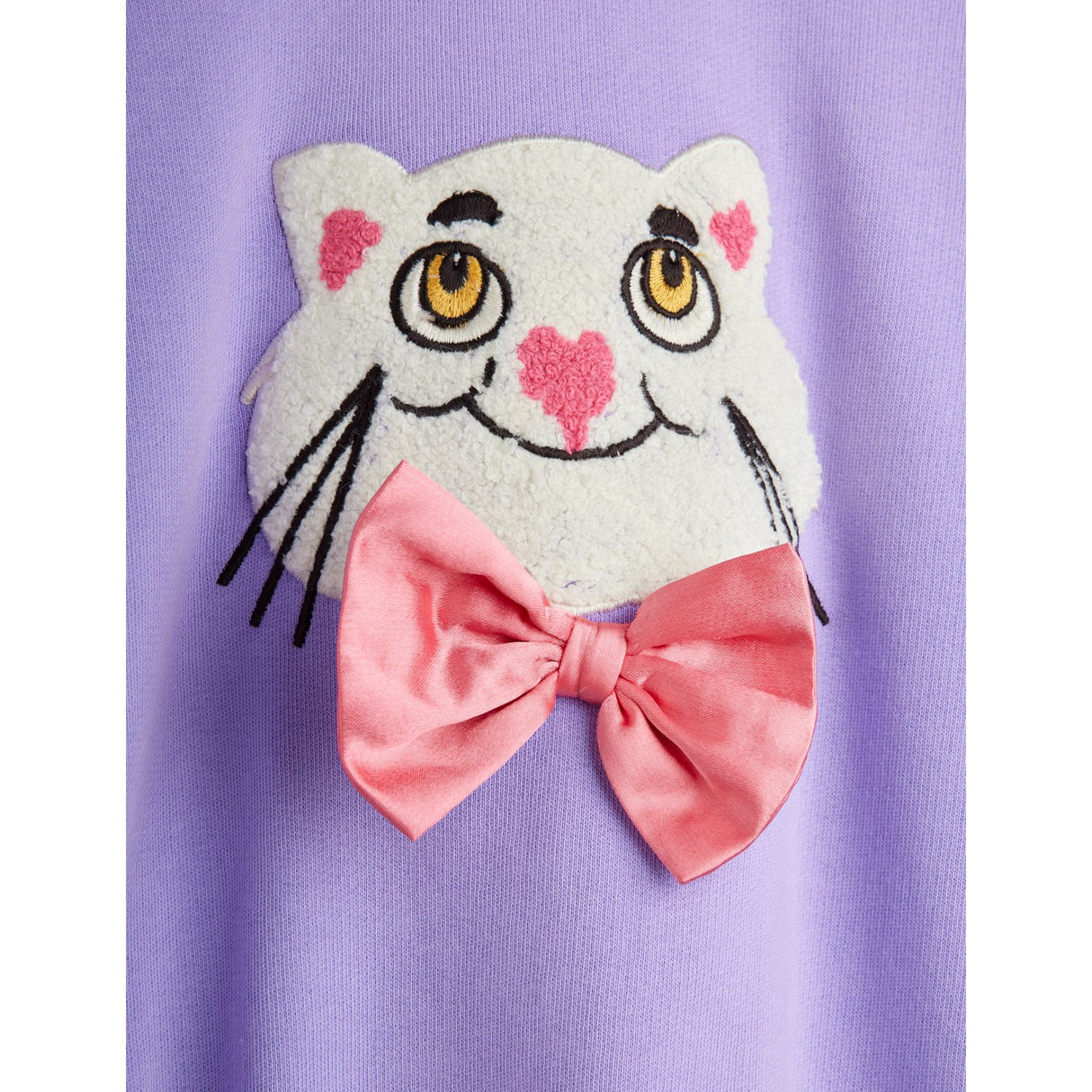 Mini Rodini Purple Cat With Bowtie Chenille Sweatshirt