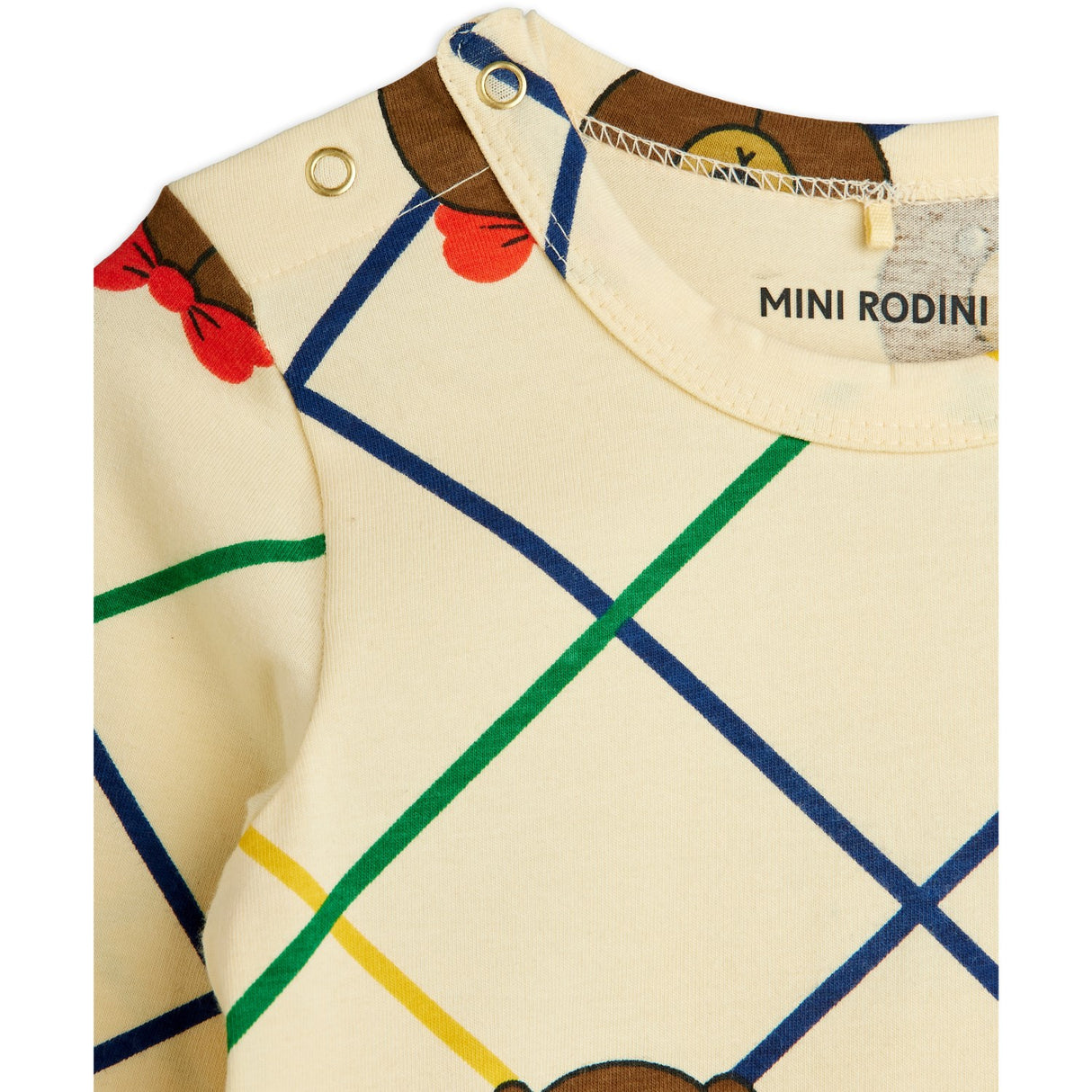 Mini Rodini Off-white Bear Check AOP Ls Body