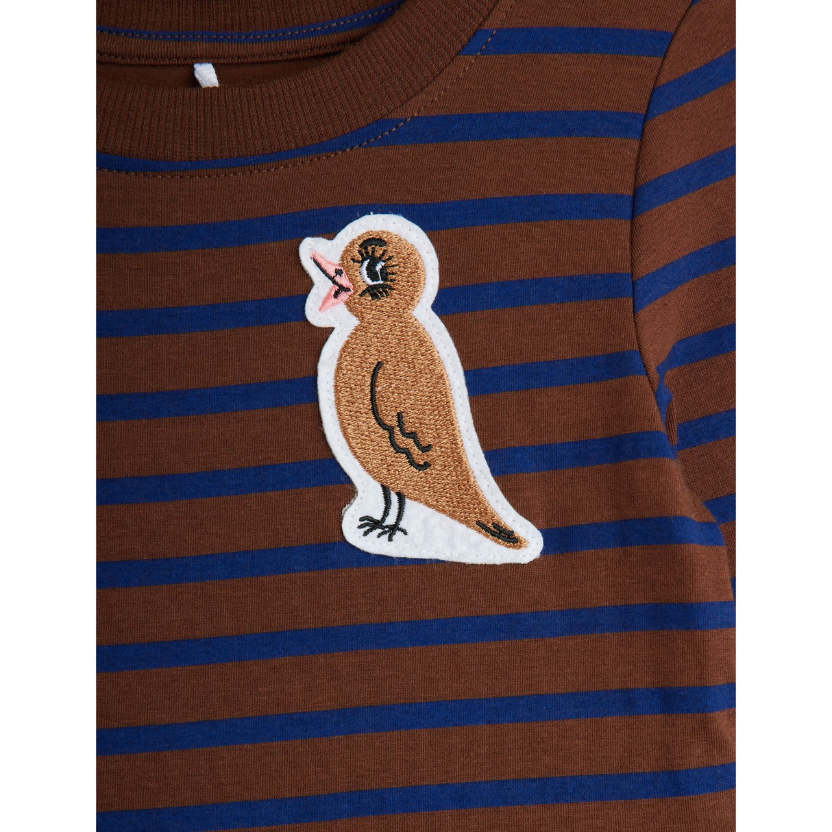 Mini Rodini Brown Stripe Bird Patch Ls Dress