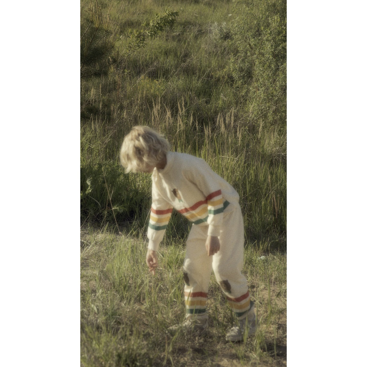 Mini Rodini Off-white Bear Stripe Sweatpants