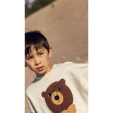 Mini Rodini Grey Melange Bear Chenille Sweatshirt