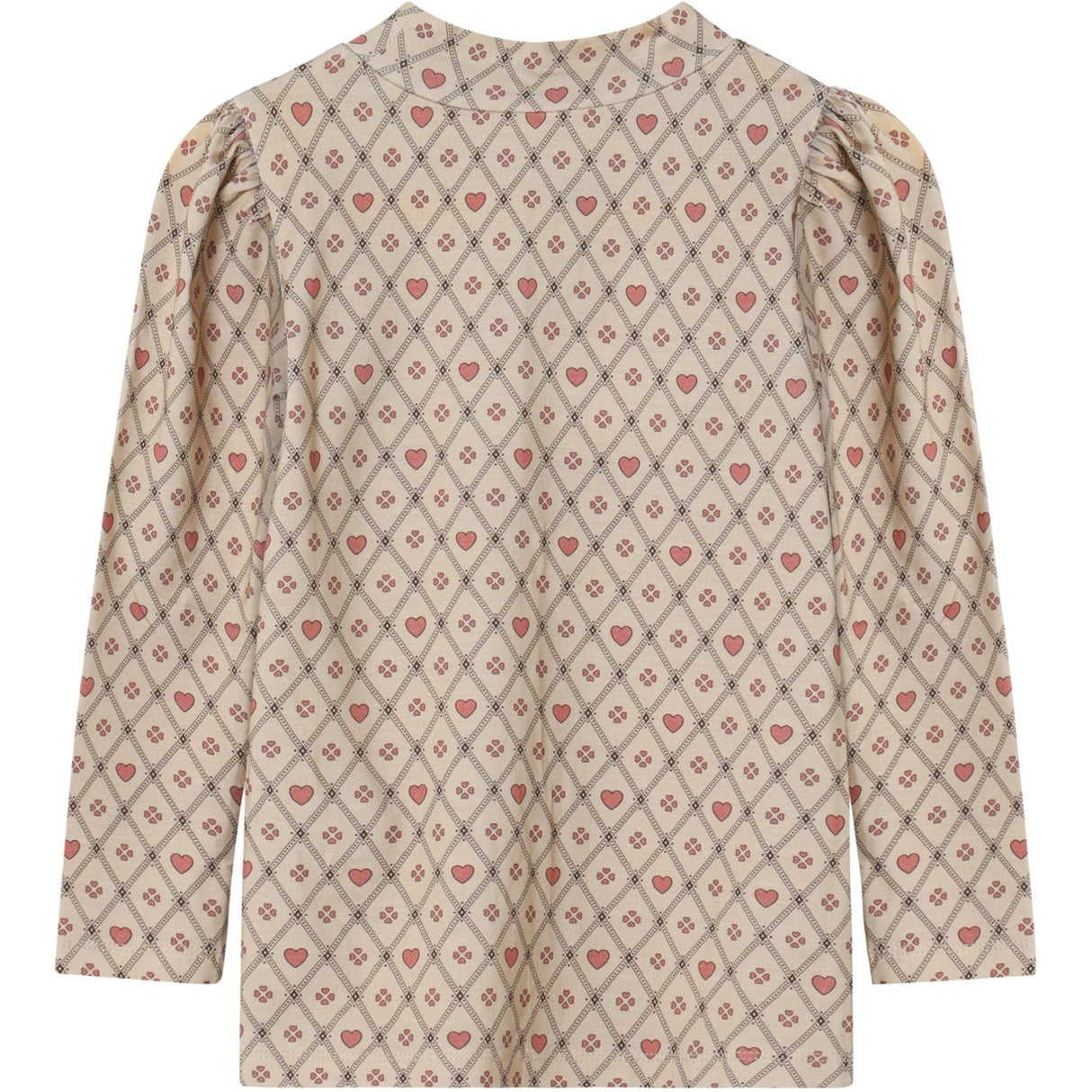 Fliink Sandshell Heart Aop Kelly Heart Ls Puff Blouse