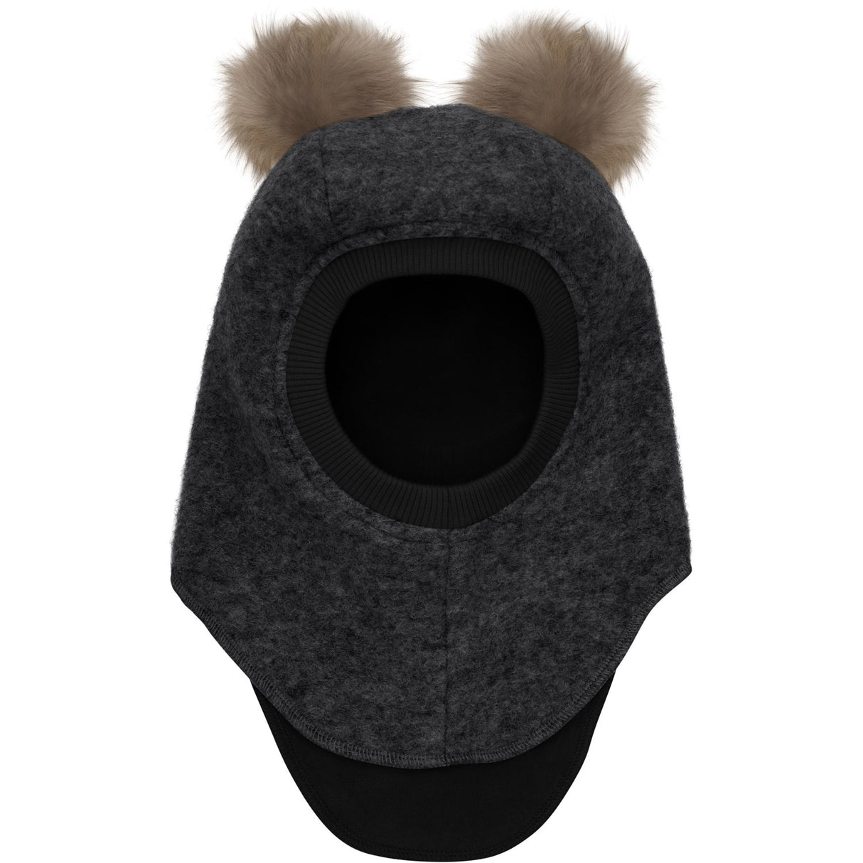 Huttelihut Dark Grey Melange Balaclava Wool Alpaca Pompoms