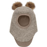 Huttelihut Camel Melange Balaclava Wool Alpaca Pompoms