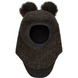 Huttelihut Dark Brown Melange Balaclava Wool Alpaca Pompoms