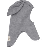 Huttelihut Medium Grey Melange Balaclava Ears Wool Rib
