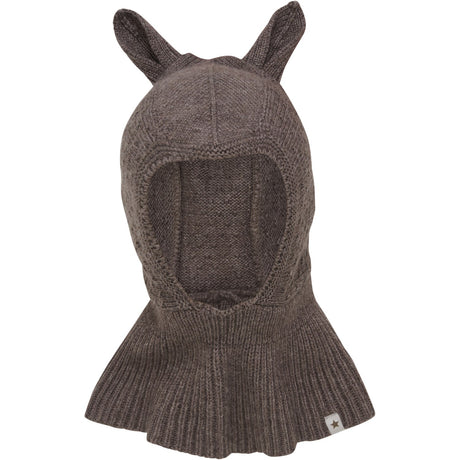 Huttelihut Brown Melange Balaclava Ears Wool Knit
