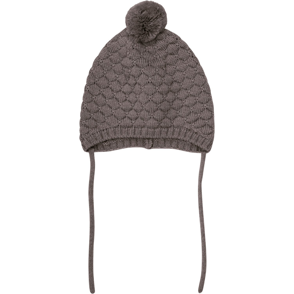 Huttelihut Brown Melange Bonnet Wool Knit Pompom