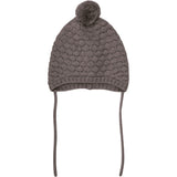 Huttelihut Brown Melange Bonnet Wool Knit Pompom