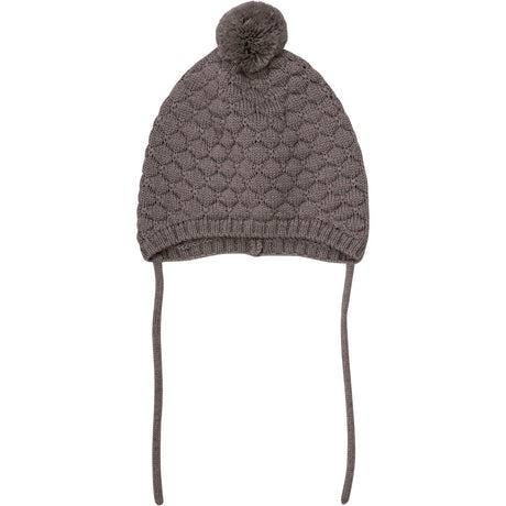 Huttelihut Brown Melange Bonnet Wool Knit Pompom