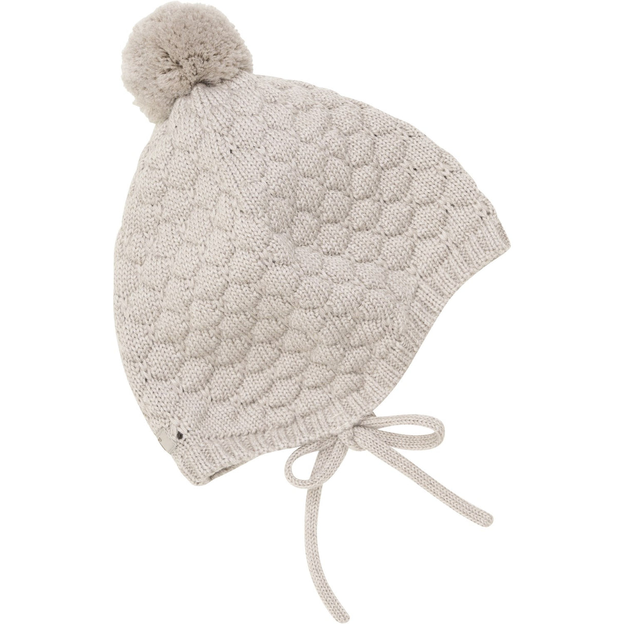 Huttelihut Sand Melange Bonnet Wool Knit Pompom