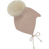 Huttelihut Mahogany Rose Bonnet Wool Knit Alpaca Pompom