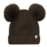 Huttelihut Dark Brown Melange Hat Knit Alpaca Pompoms