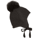 Huttelihut Dark Brown Melange Bonnet Wool Alpaca Pompom