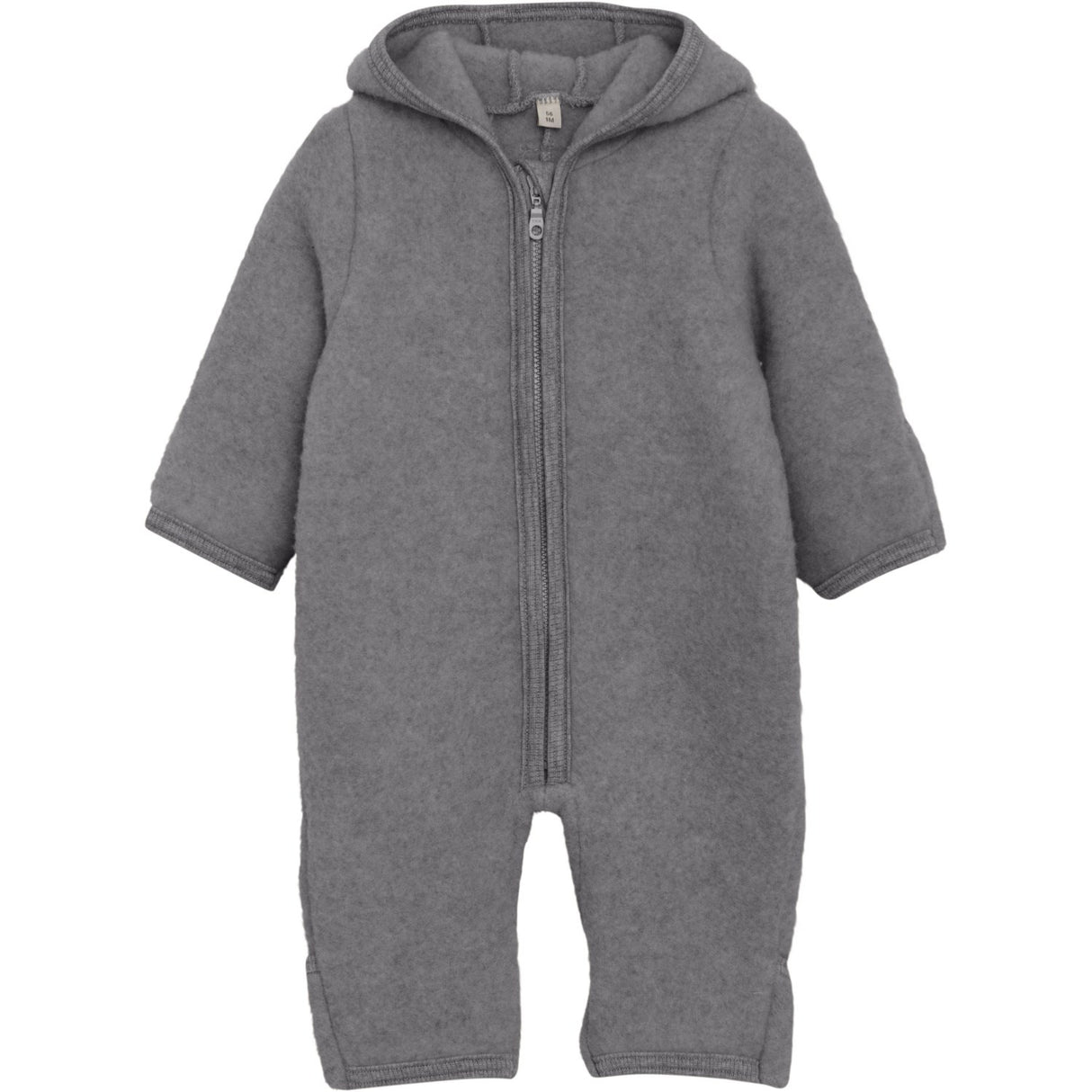 Huttelihut Medium Grey Melange Pram Suit Ears Wool Fleece