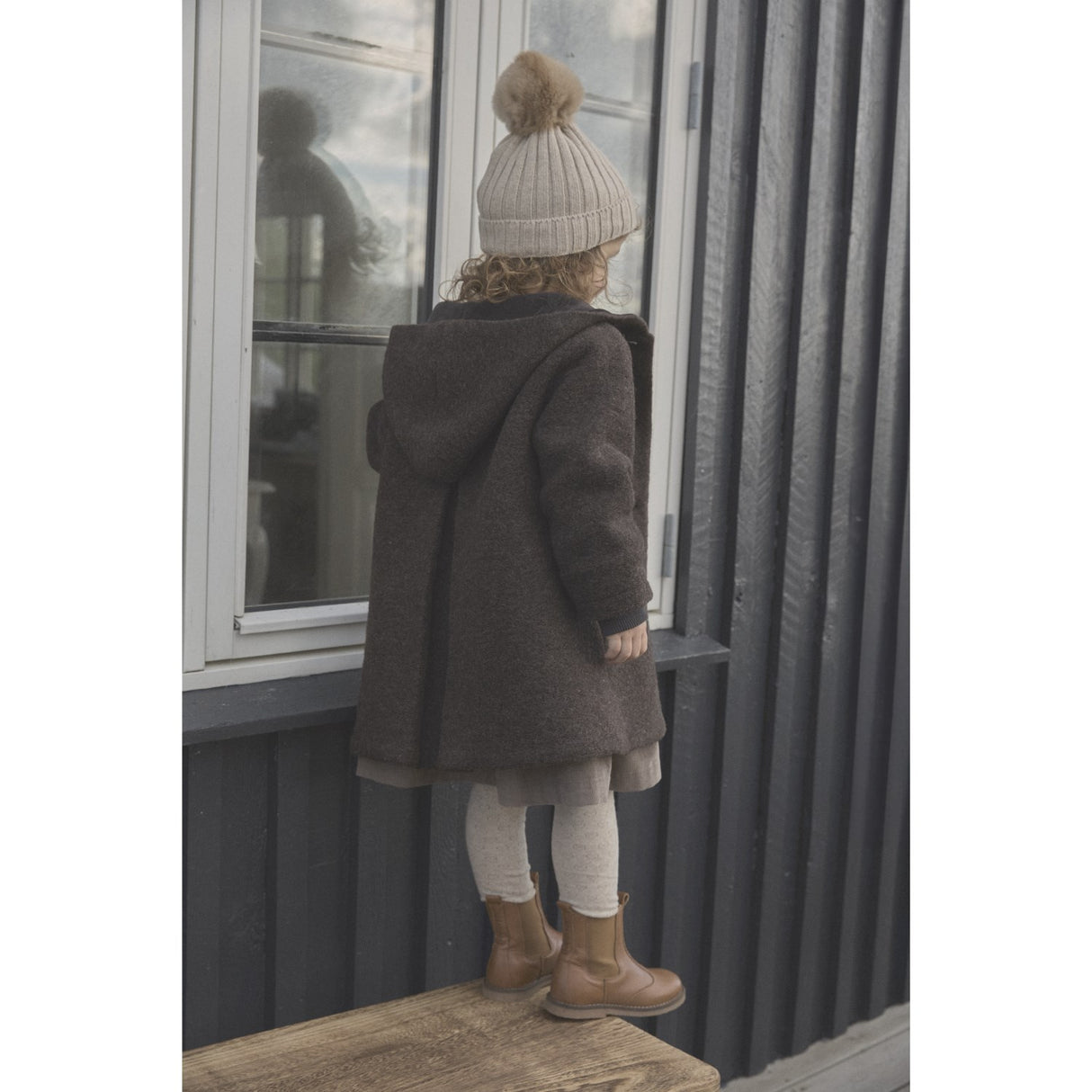 Huttelihut Sand Melange Hat Knit Alpaca Pompom