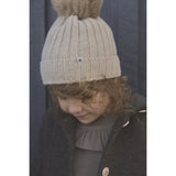 Huttelihut Sand Melange Hat Knit Alpaca Pompom