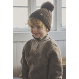 Huttelihut Dark Brown Melange Hat Knit Alpaca Pompom