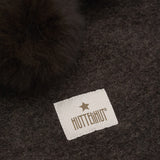 Huttelihut Dark Brown Melange Balaclava Wool Alpaca Pompoms