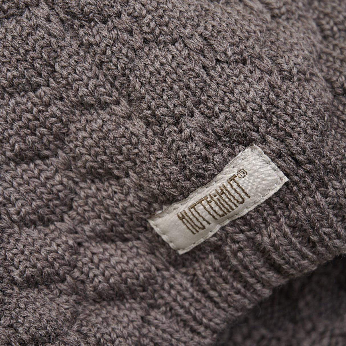 Huttelihut Brown Melange Bonnet Wool Knit Pompom