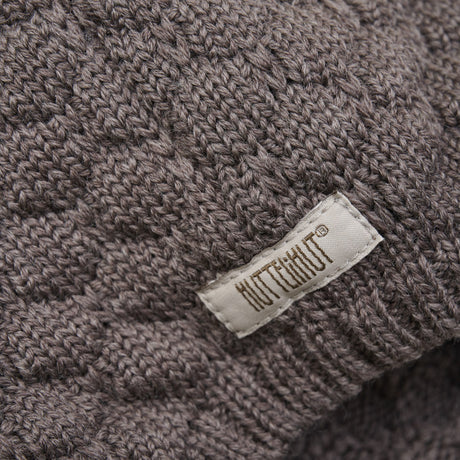 Huttelihut Brown Melange Bonnet Wool Knit Pompom
