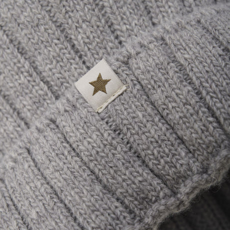 Huttelihut Medium Grey Melange Hat Knit Alpaca Pompom