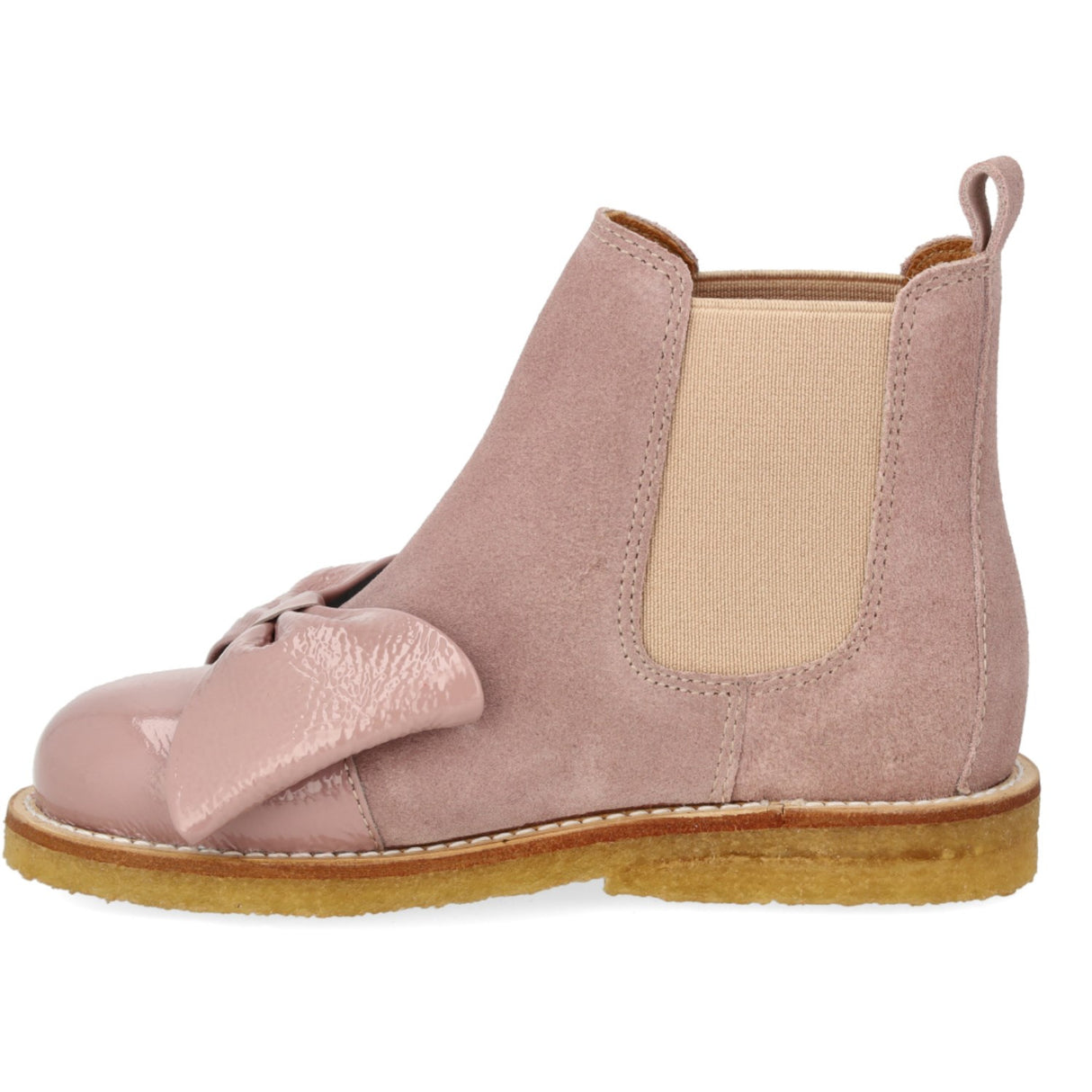 Angulus Faded Rose/Rose Elastic Chelsea Boot with Bow