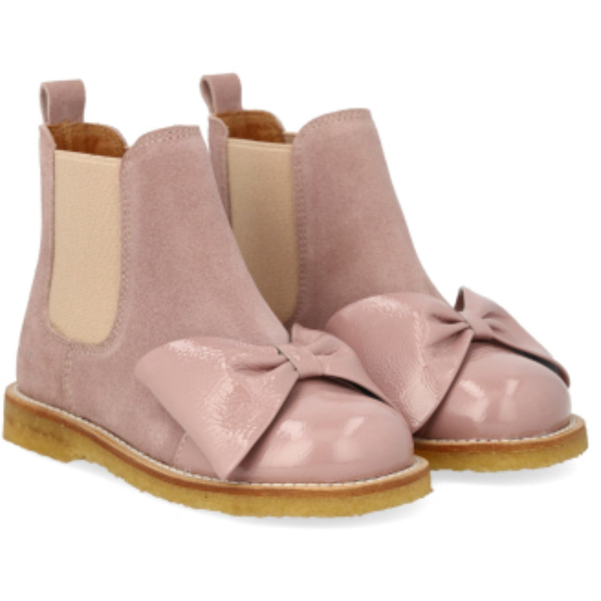 Angulus Faded Rose/Rose Elastic Chelsea Boot with Bow