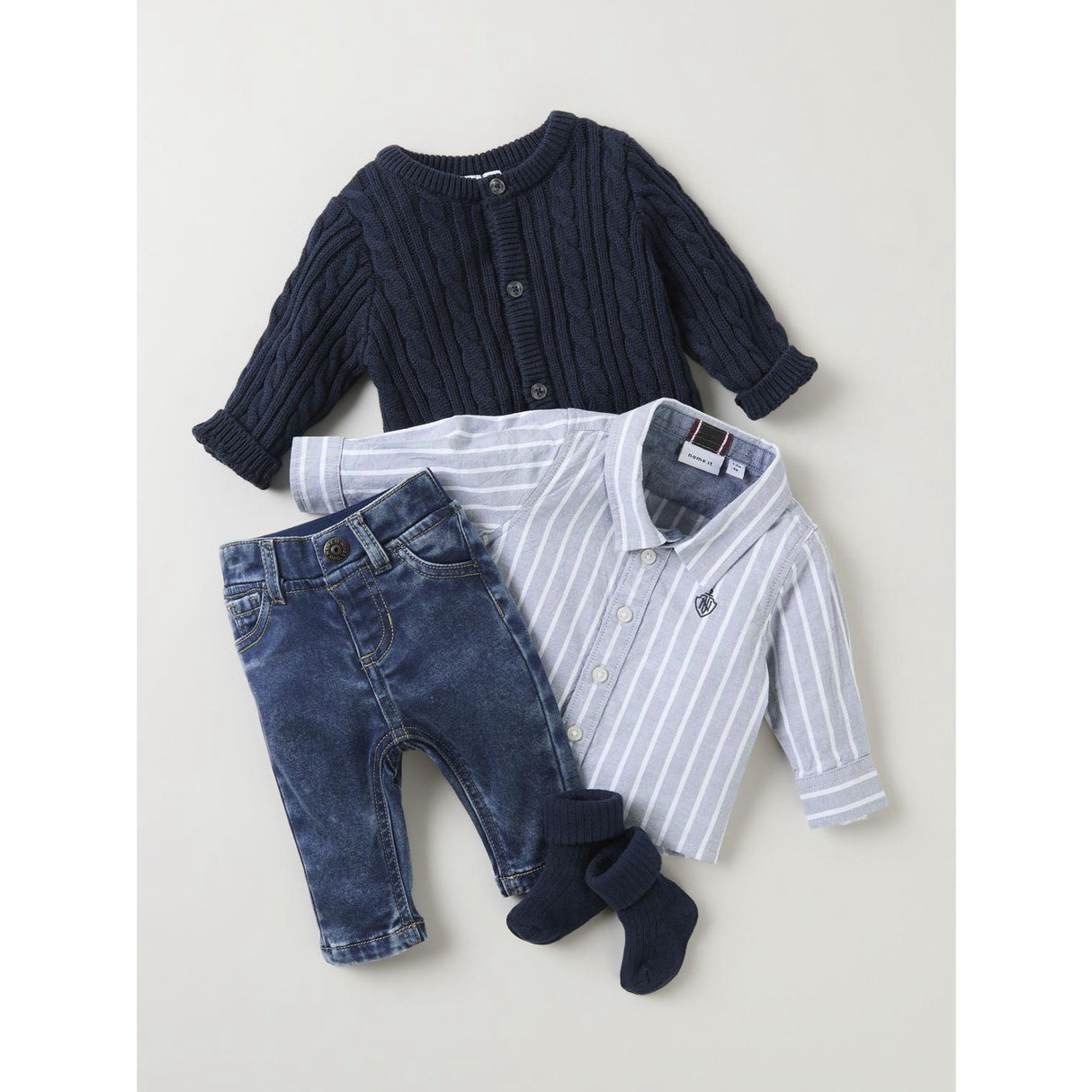 Name It Flint Stone Thin Stripe - Bright White Nbmrekid Shirtbody