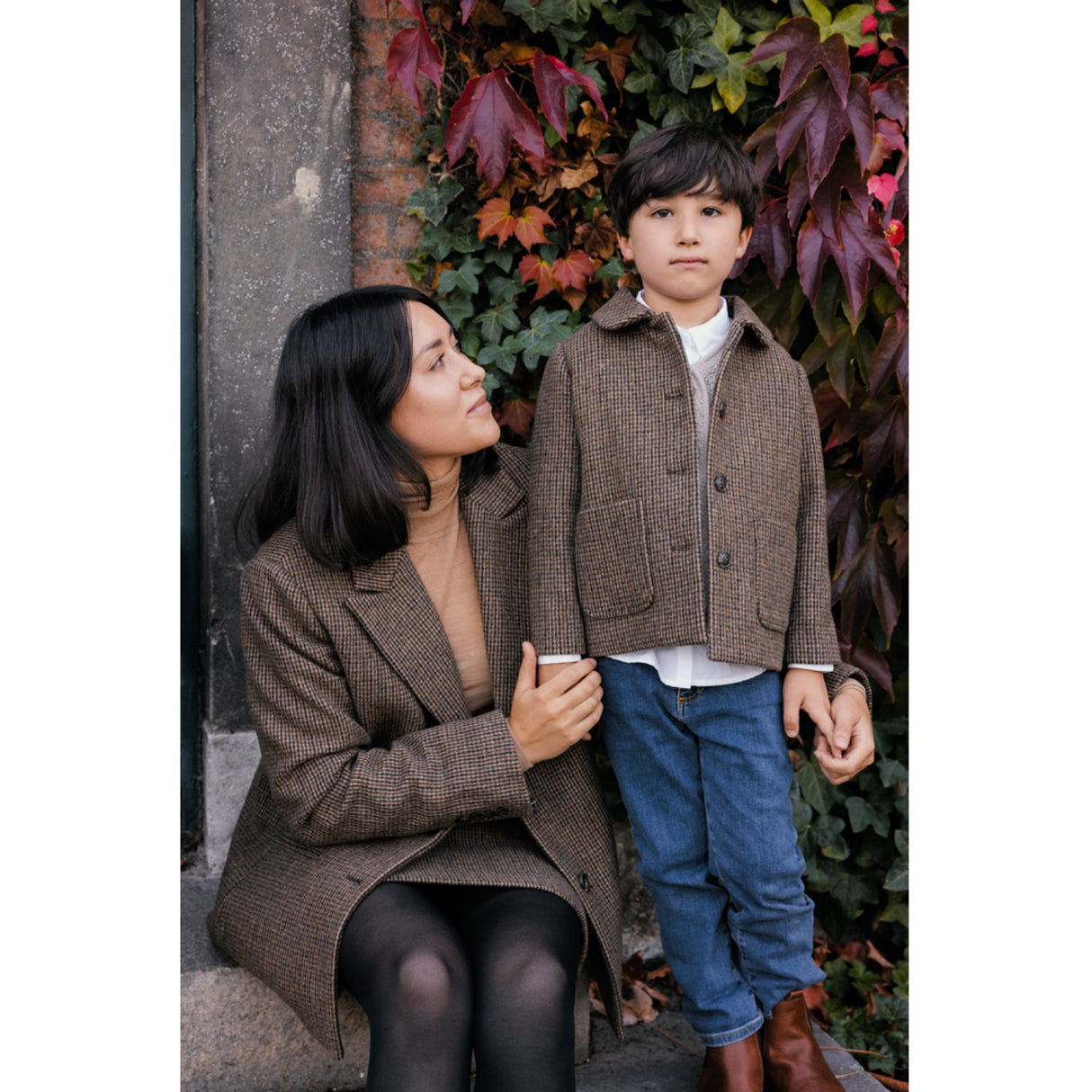 MarMar Wool Check Earthy Check Oval Jacket