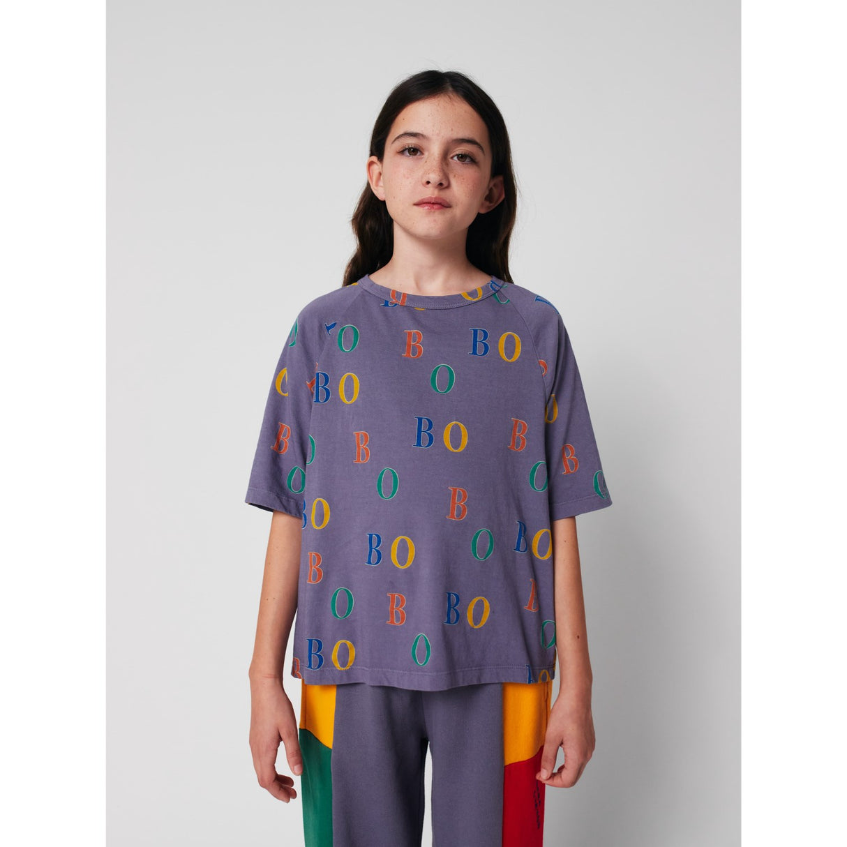 Bobo Choses Navy Blue Multicolor Bobo All Over Ranglan T-Shirt