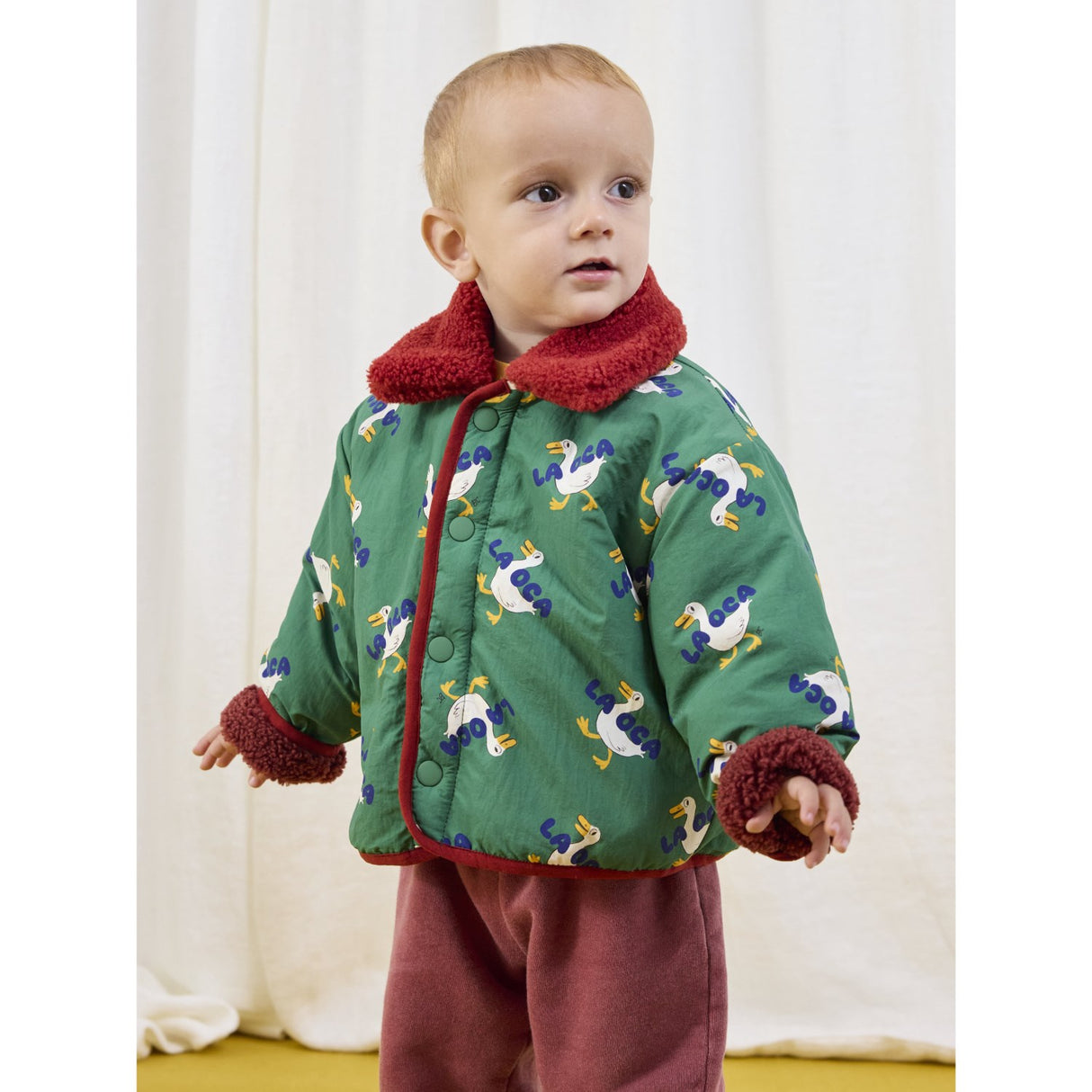 Bobo Choses Green La Oca All Over Reversible Sheepskin Jacket