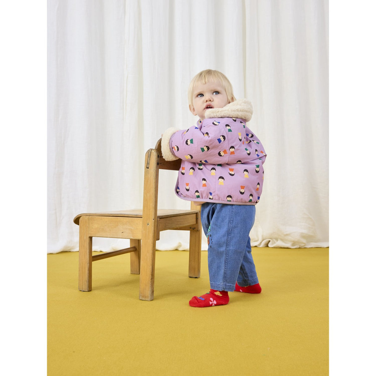 Bobo Choses Lavender Game Pawns All Over Reversible Sheepskin Jacket