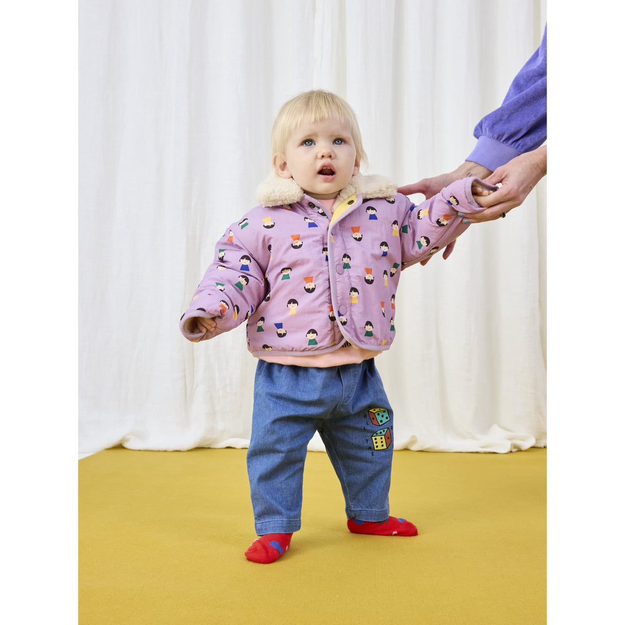 Bobo Choses Lavender Game Pawns All Over Reversible Sheepskin Jacket
