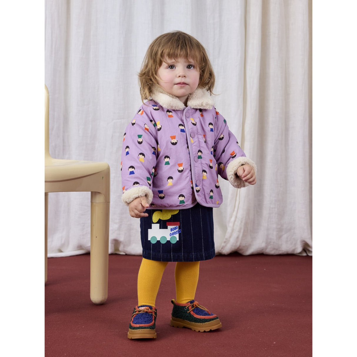 Bobo Choses Lavender Game Pawns All Over Reversible Sheepskin Jacket