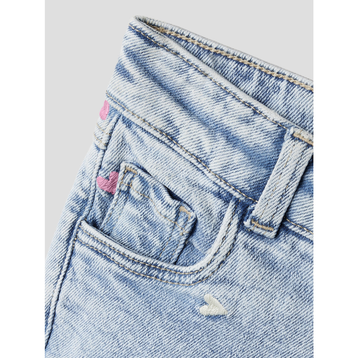 Name It Light Blue Bleached Denim Nmfrose Wide Emb Jeans 2633-Fr Noos
