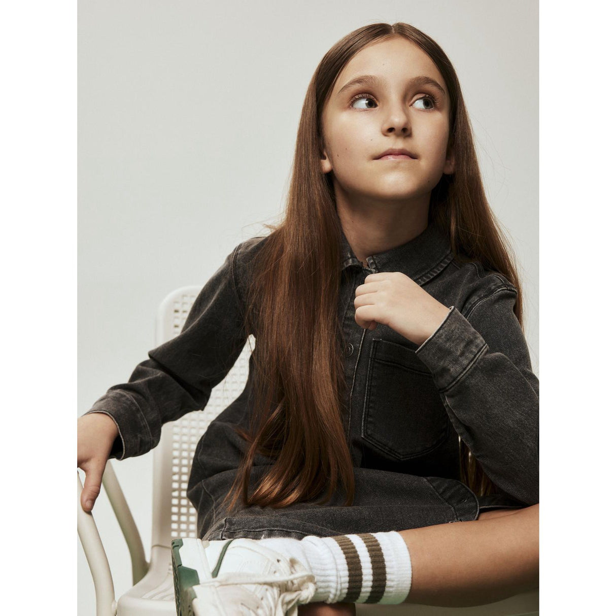 Name It Medium Grey Denim Nkfjeannie Ls Dnm Dress 2133-Ft B