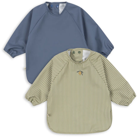 Konges Sløjd Tea Stripe/Flint Stone 2 Pack Dinner Bib With Sleeves