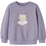 Name It Lavender Gray Ballerina Bear Nmfvalona Ls Long Rlx Sweat Bru