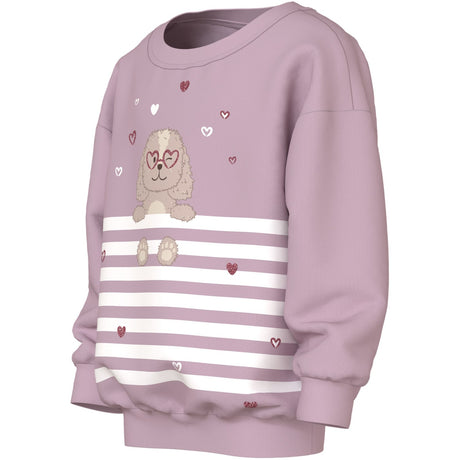 Name It Dawn Pink Dog Heart Stripe Nmfvalona Ls Long Rlx Sweat Bru