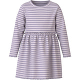 Name It Lavender Gray Lilac Marble Stripe Nmfvemma Ls Dress