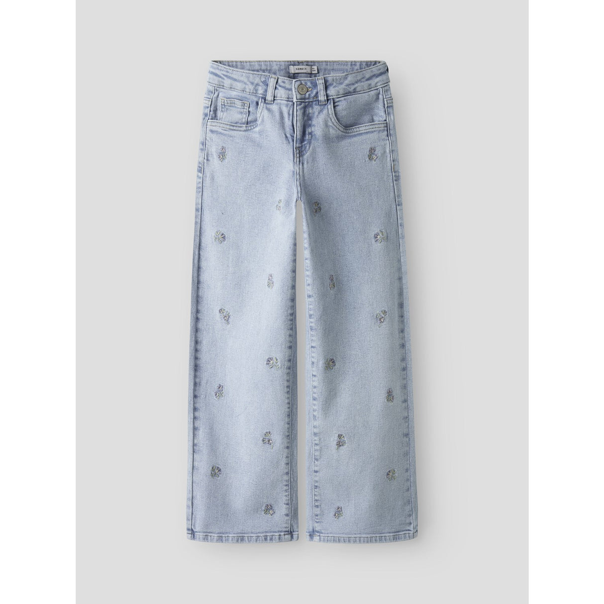 Name It Light Blue Denim Flower Embroidery Nkfrose Wide Emb Jeans 2010-Fr Noos