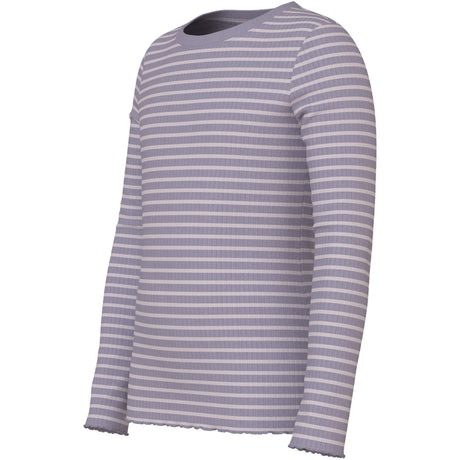 Name It Lavender Gray Lilac Marble Stripe Nkfvemma Ls Slim Top