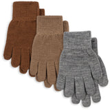 Konges Sløjd Grey Melange/Beige/Brown 3 Pack Filla Gloves